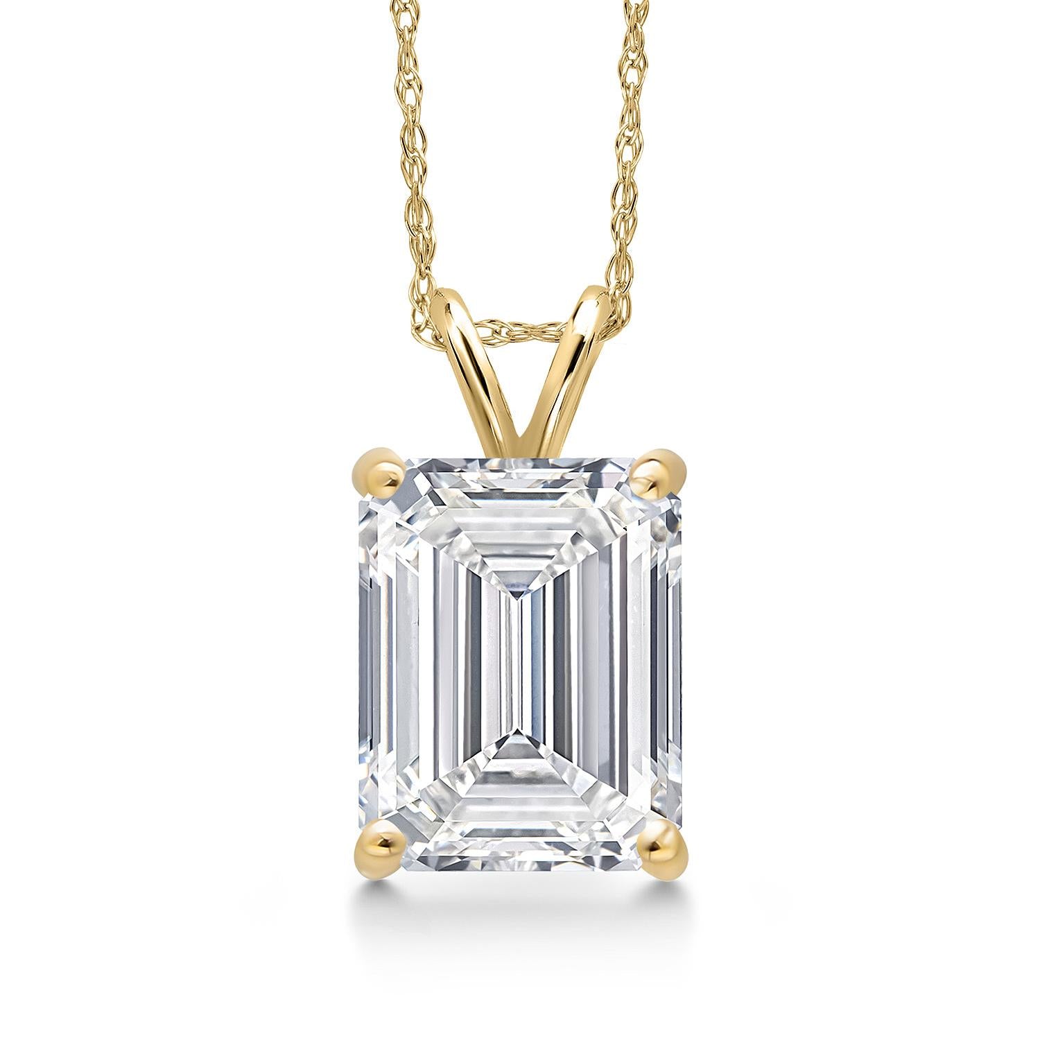 Emerald Cut_3.00 Carat_Yellow Gold_Pendant in 14K Yellow Gold