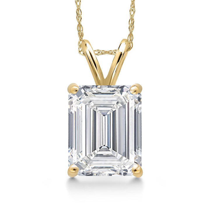 Emerald Cut_4.00 Carat_Yellow Gold_Pendant in 14K Yellow Gold