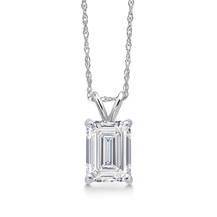 Emerald Cut_1.00 Carat_White Gold_Pendant in 14K White Gold