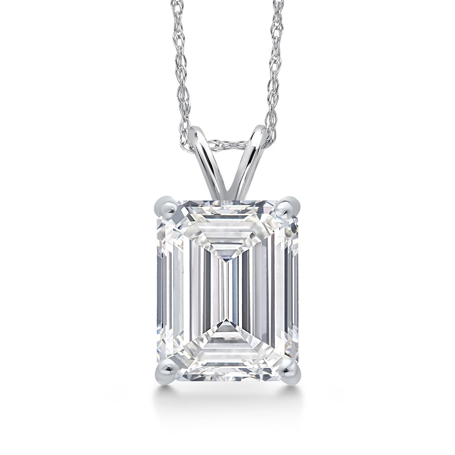 Emerald Cut_3.00 Carat_White Gold_Pendant in 14K White Gold