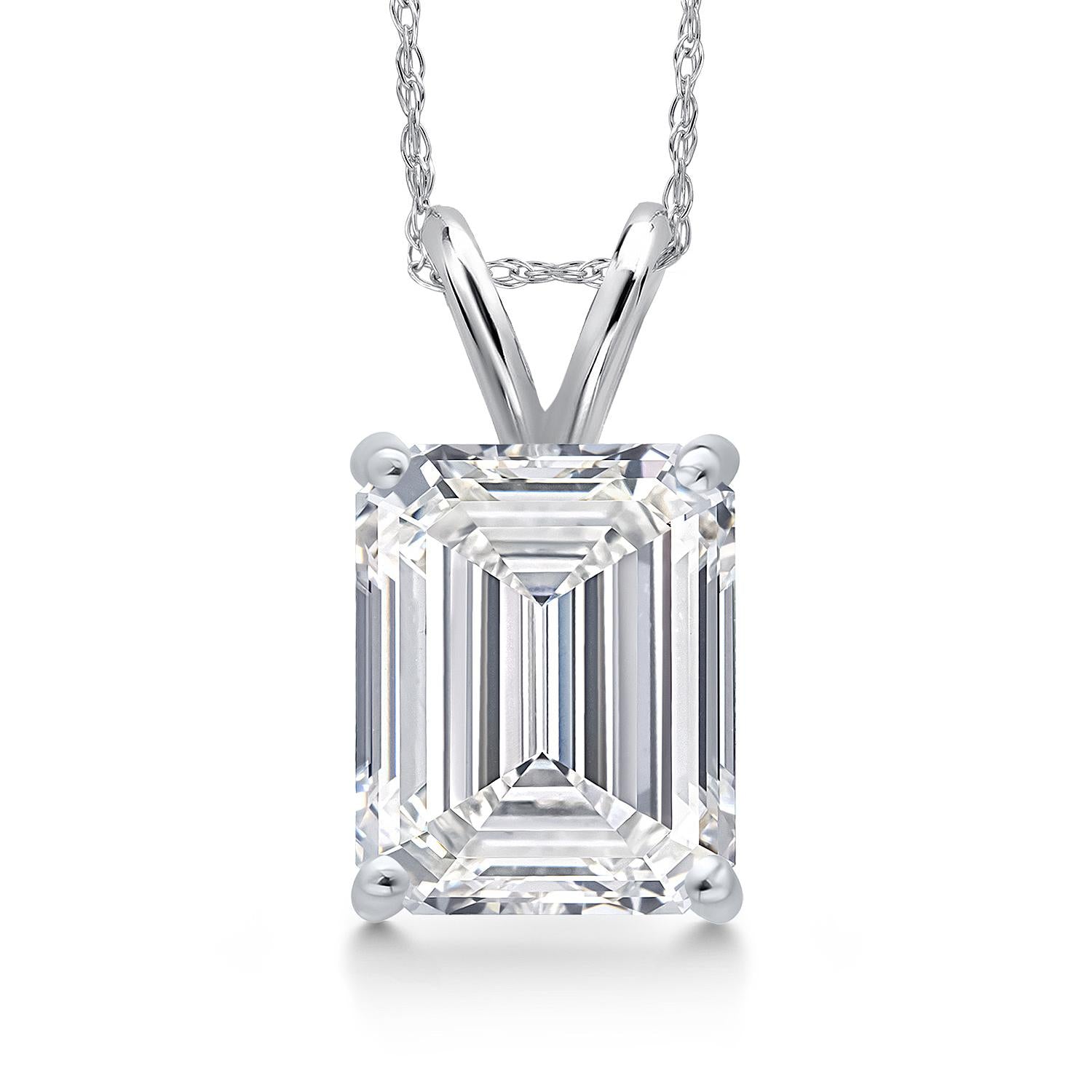 Emerald Cut_4.00 Carat_White Gold_Pendant in 14K White Gold