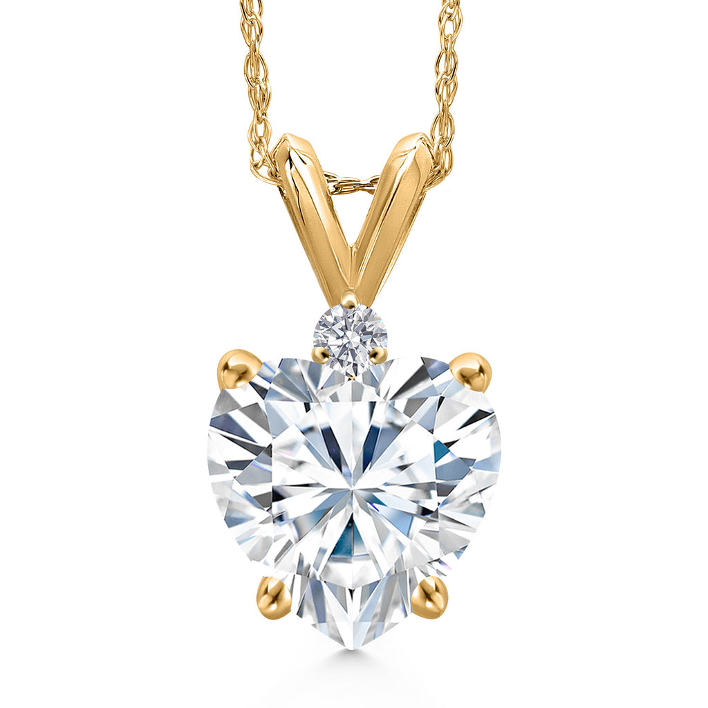 White Moissanite - April_Pendant in 14K Yellow Gold