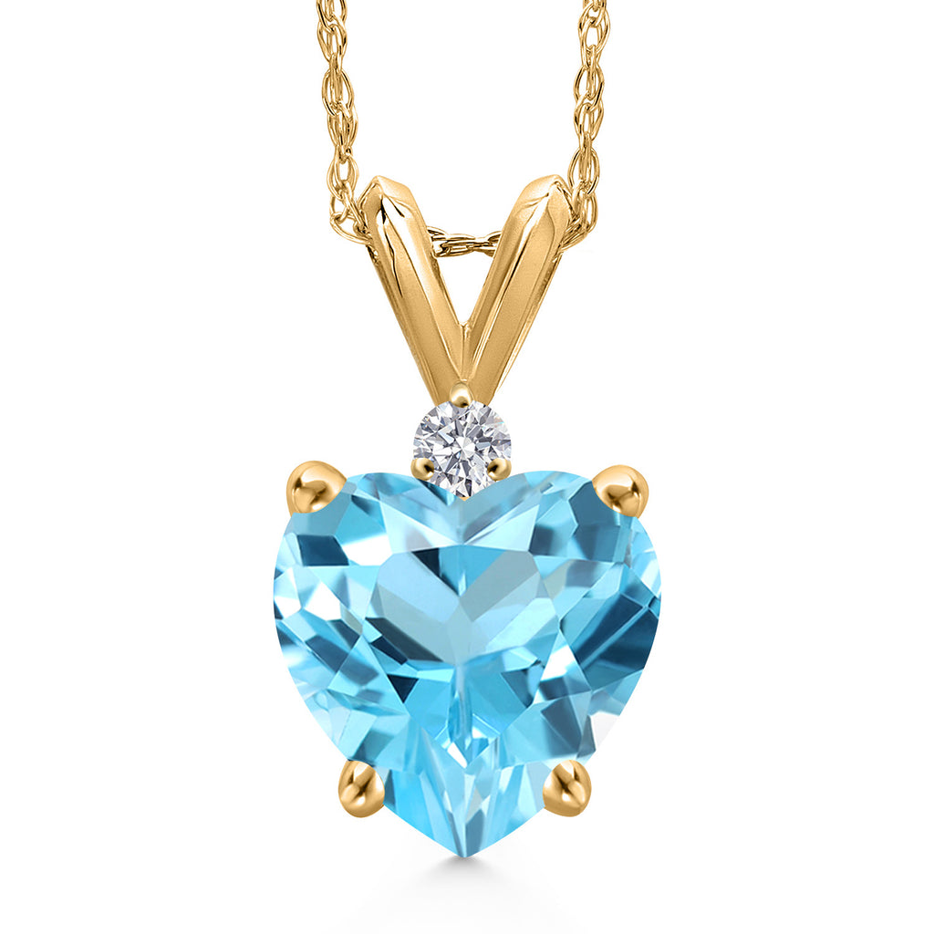 Swiss Blue Topaz - November_Pendant in 14K Yellow Gold