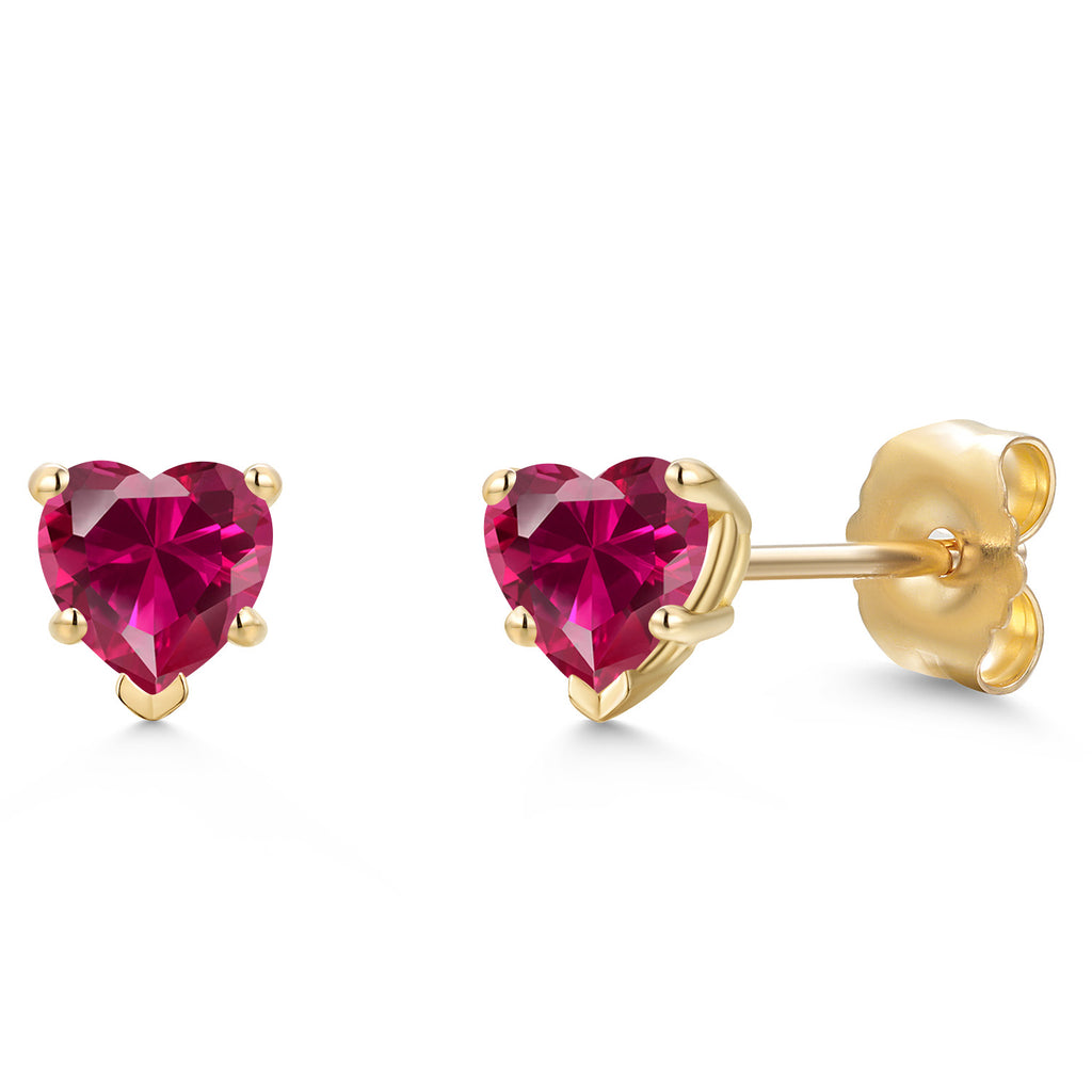 Created Ruby - July_Earrings in 14K Yellow Gold