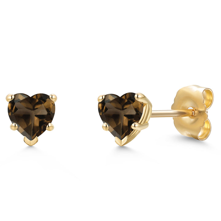 Smoky Quartz_Earrings in 14K Yellow Gold
