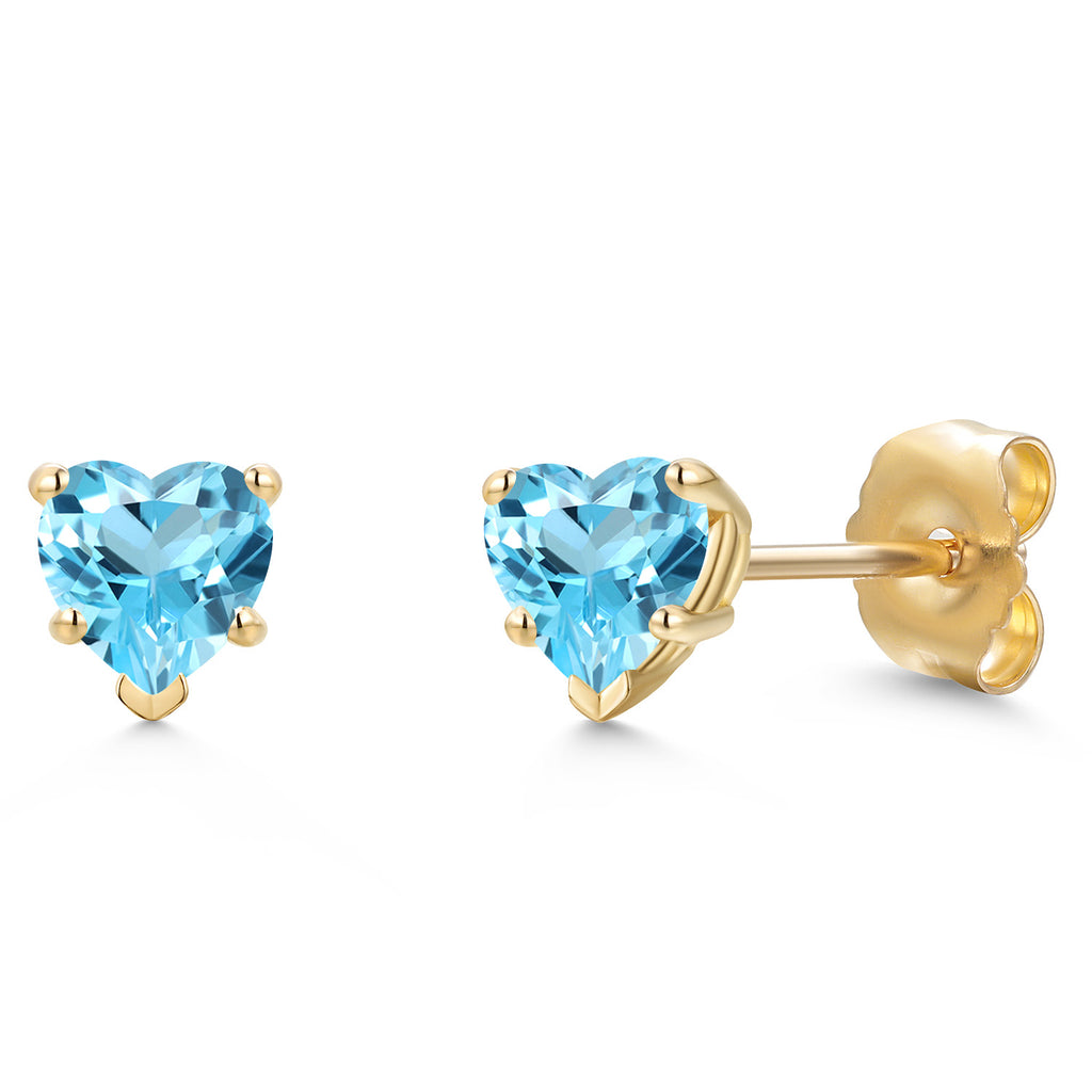 Swiss Blue Topaz - November_Earrings in 14K Yellow Gold