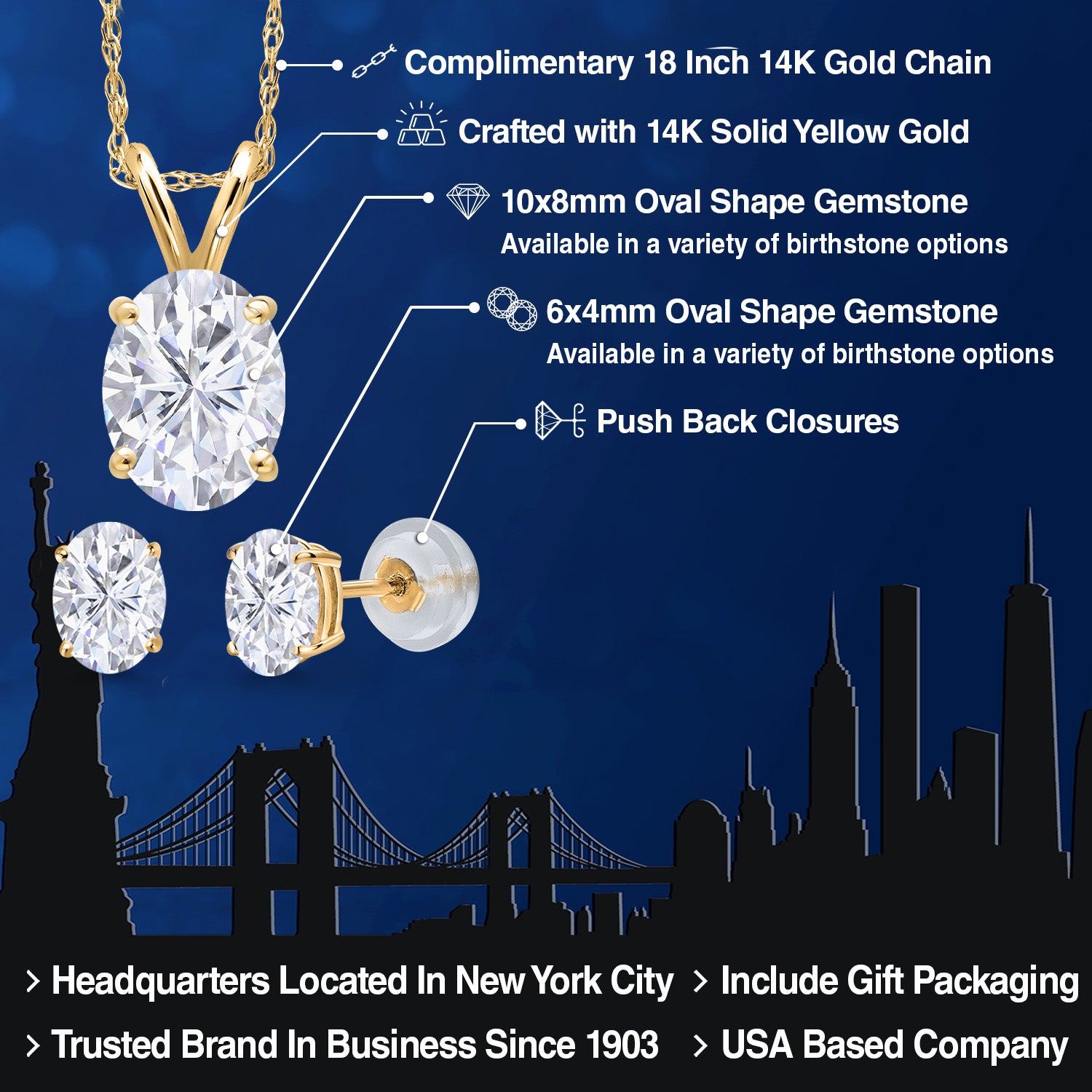 Pendant Earrings Set in 14K Yellow Gold