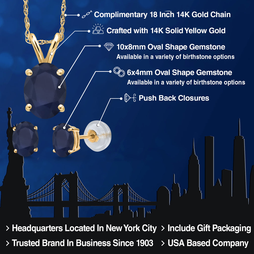 Pendant Earrings Set in 14K Yellow Gold