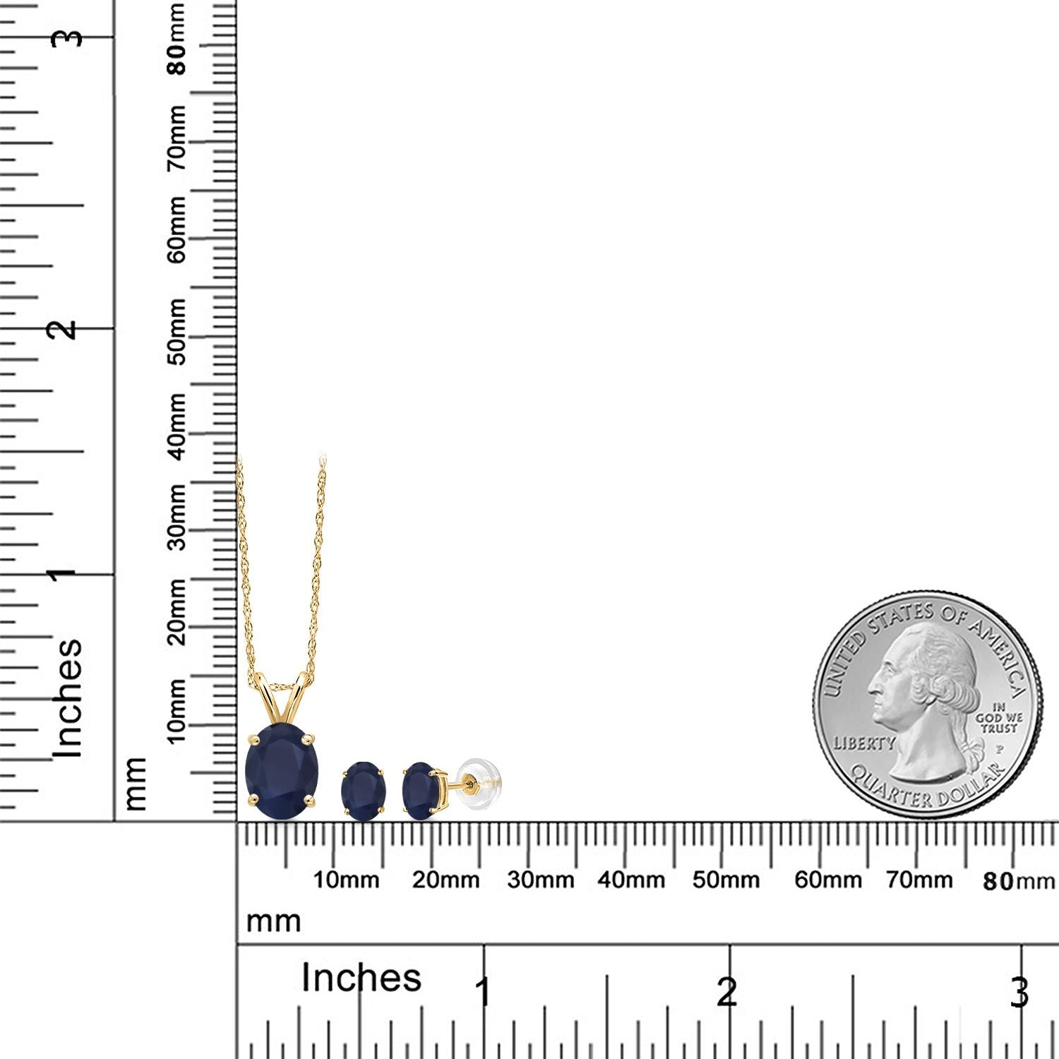 Pendant Earrings Set in 14K Yellow Gold