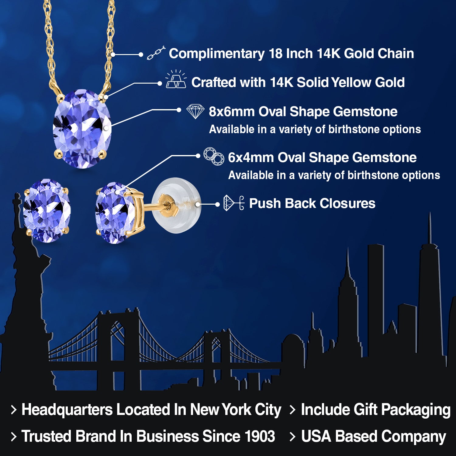 Pendant Earrings Set in 14K Yellow Gold