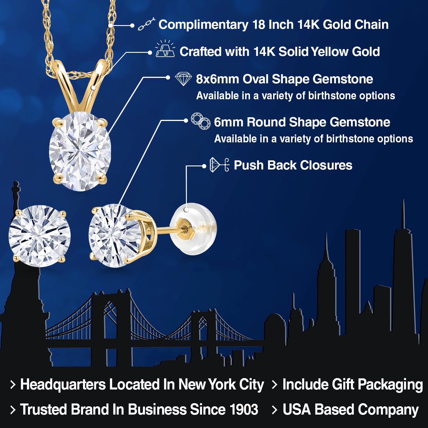 Pendant Earrings Set in 14K Yellow Gold
