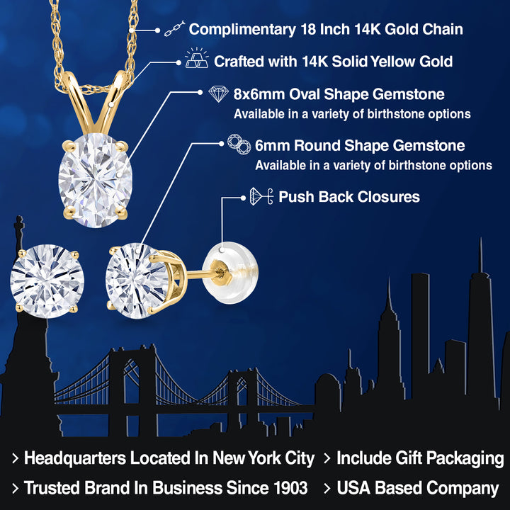 Pendant Earrings Set in 14K Yellow Gold