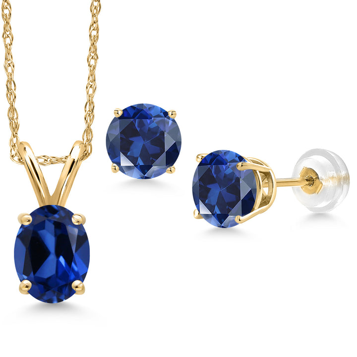 Pendant Earrings Set in 14K Yellow Gold