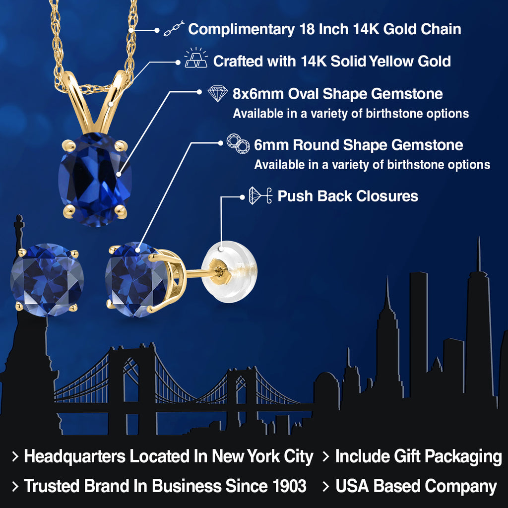 Pendant Earrings Set in 14K Yellow Gold
