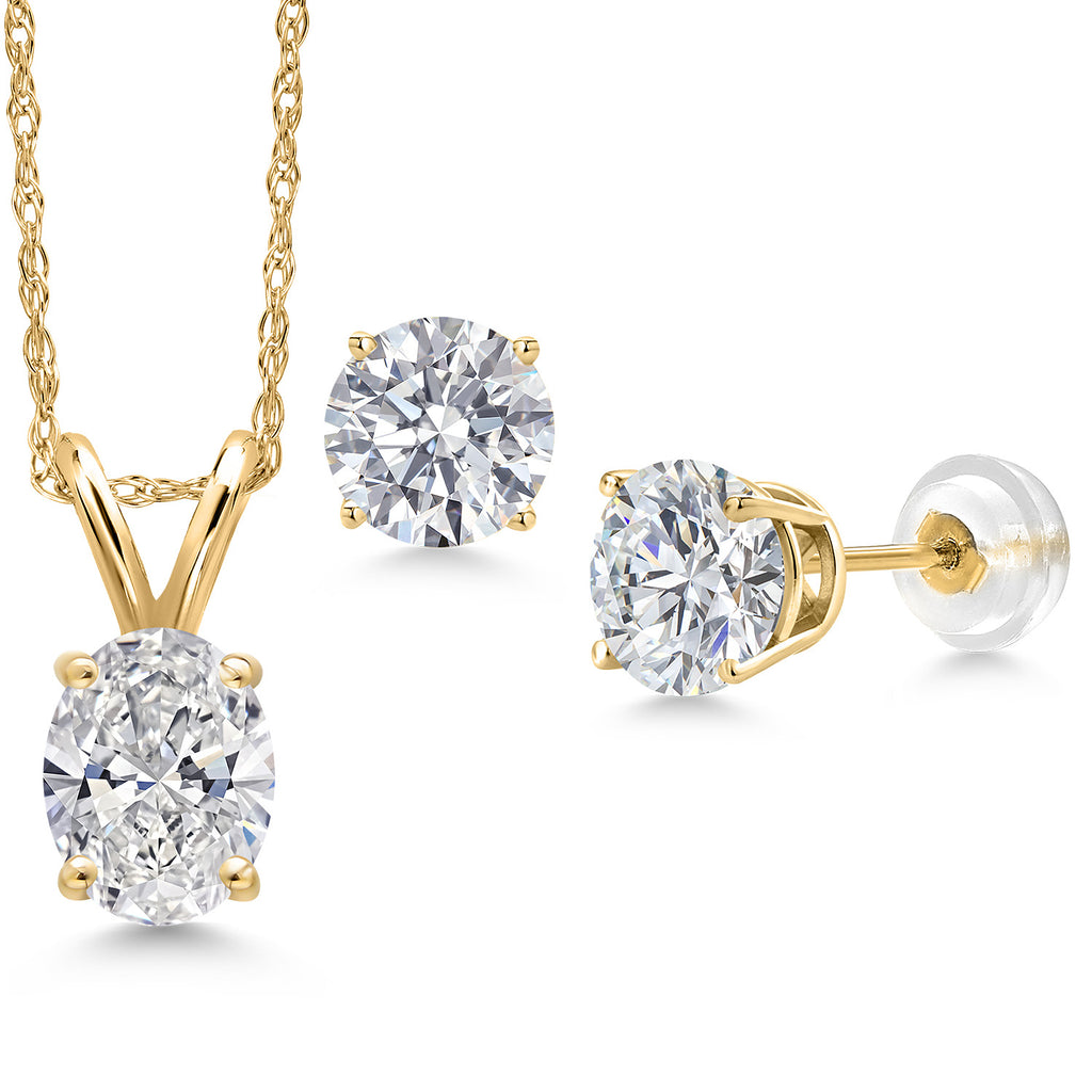 Pendant Earrings Set in 14K Yellow Gold