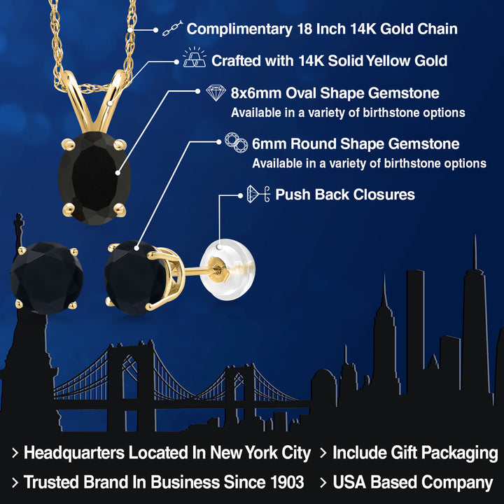 Pendant Earrings Set in 14K Yellow Gold