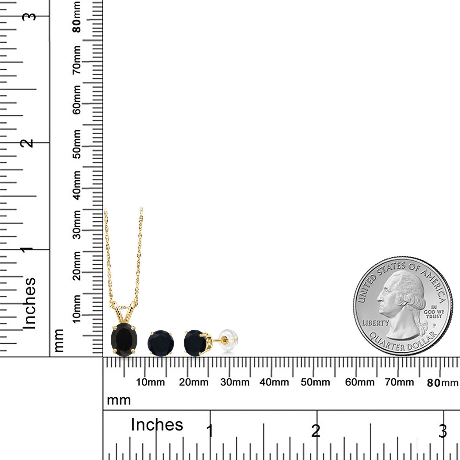 Pendant Earrings Set in 14K Yellow Gold