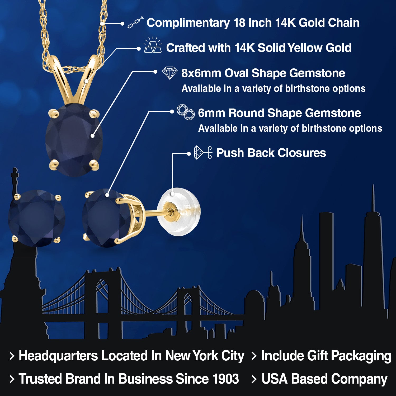 Pendant Earrings Set in 14K Yellow Gold