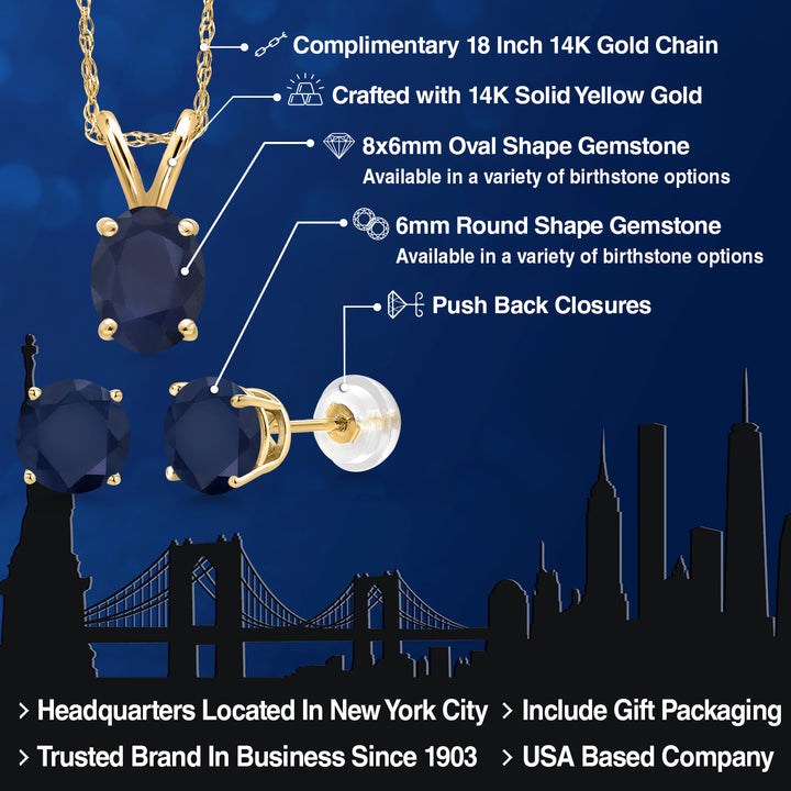 Pendant Earrings Set in 14K Yellow Gold