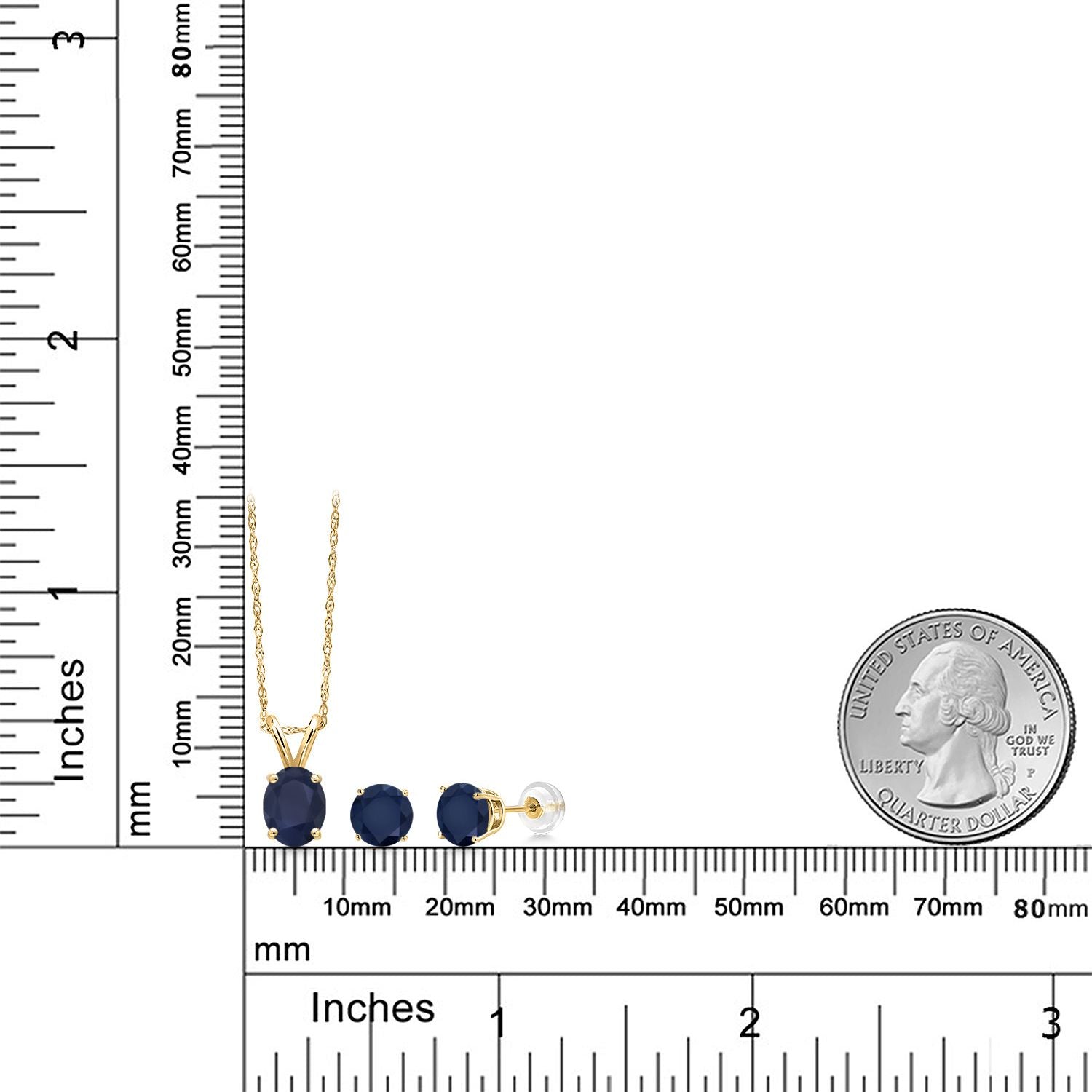Pendant Earrings Set in 14K Yellow Gold