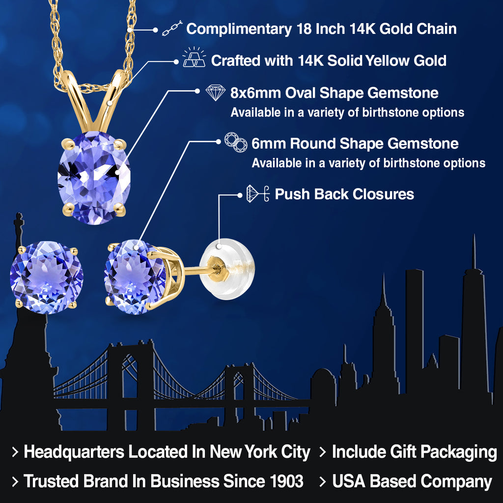 Pendant Earrings Set in 14K Yellow Gold