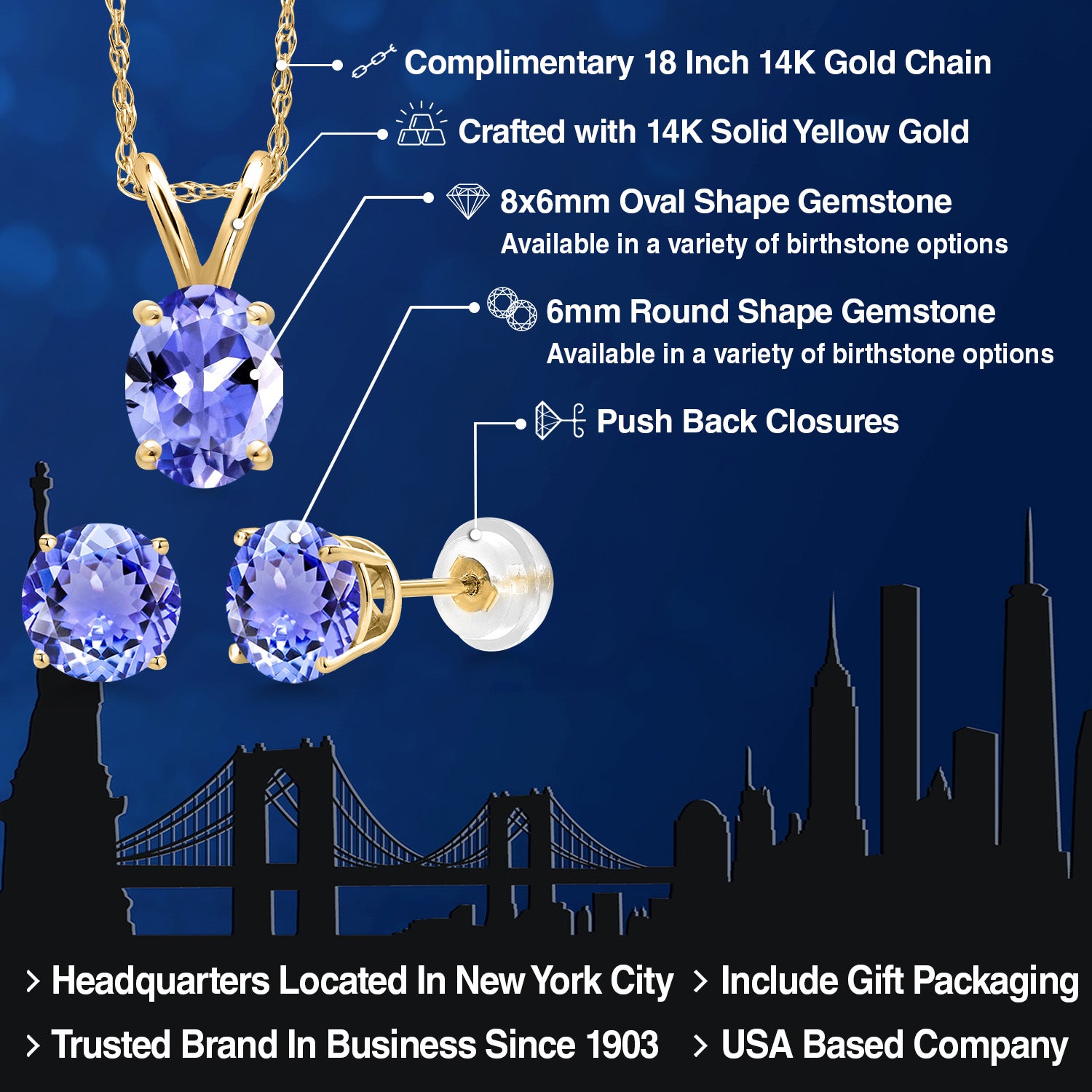 Pendant Earrings Set in 14K Yellow Gold