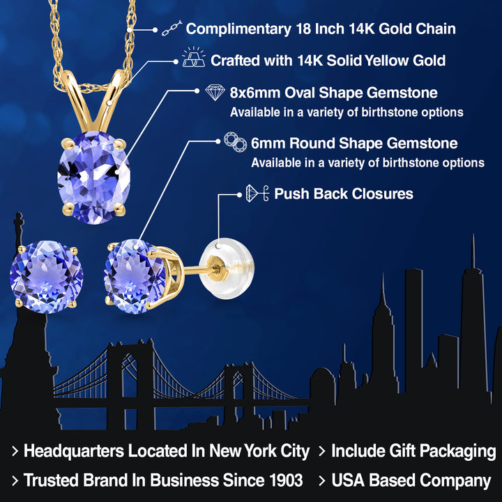 Pendant Earrings Set in 14K Yellow Gold