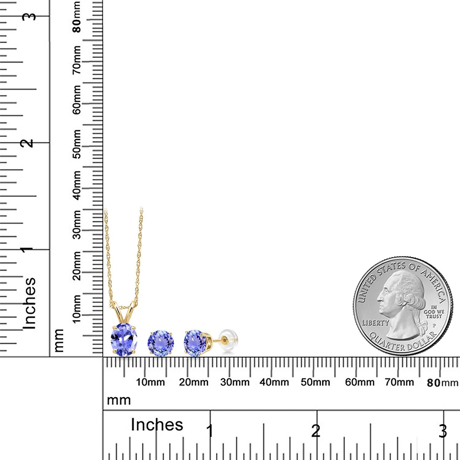 Pendant Earrings Set in 14K Yellow Gold