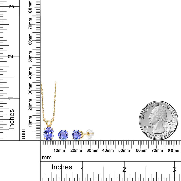 Pendant Earrings Set in 14K Yellow Gold