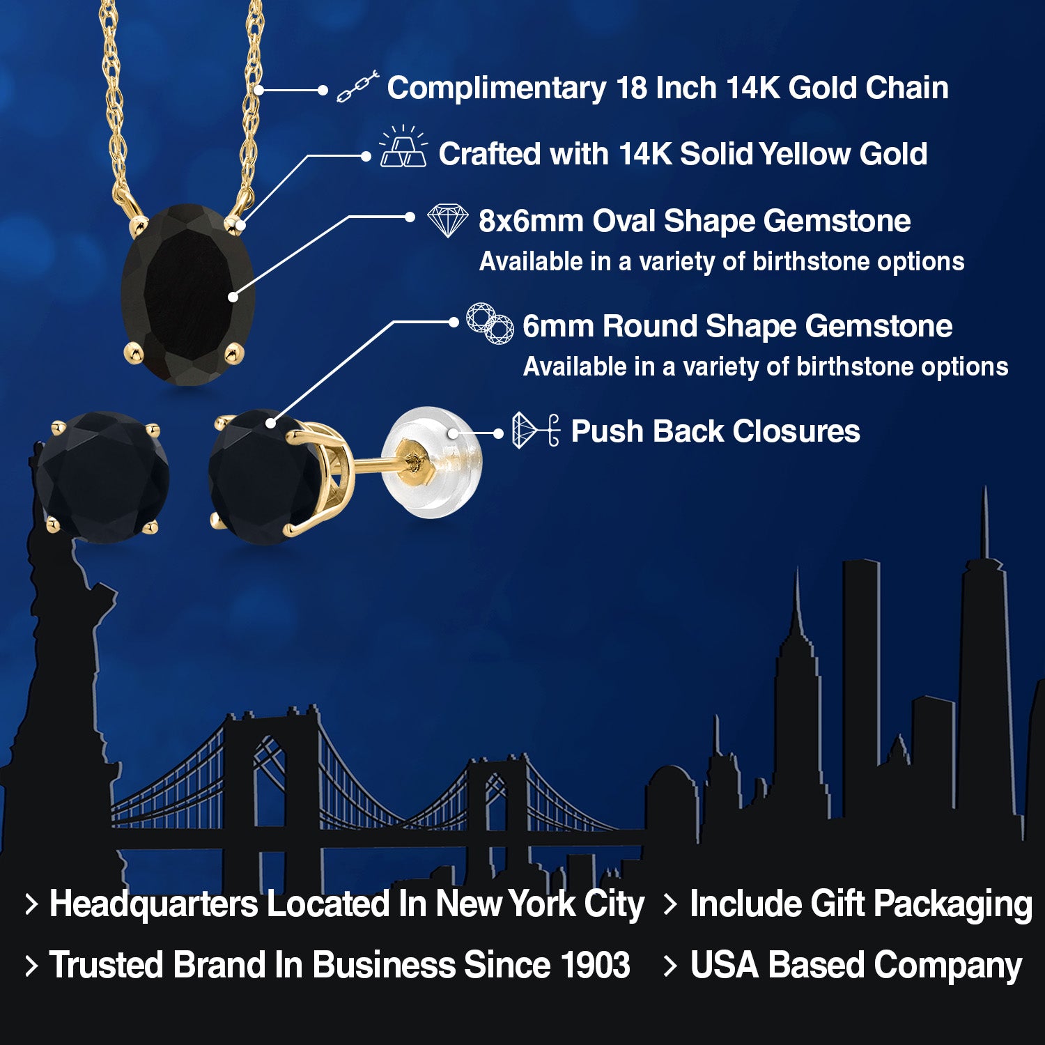 Pendant Earrings Set in 14K Yellow Gold