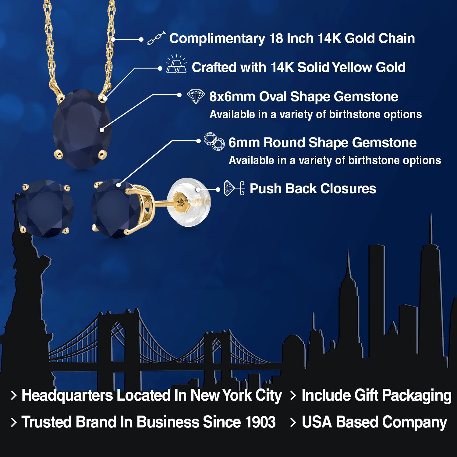 Pendant Earrings Set in 14K Yellow Gold