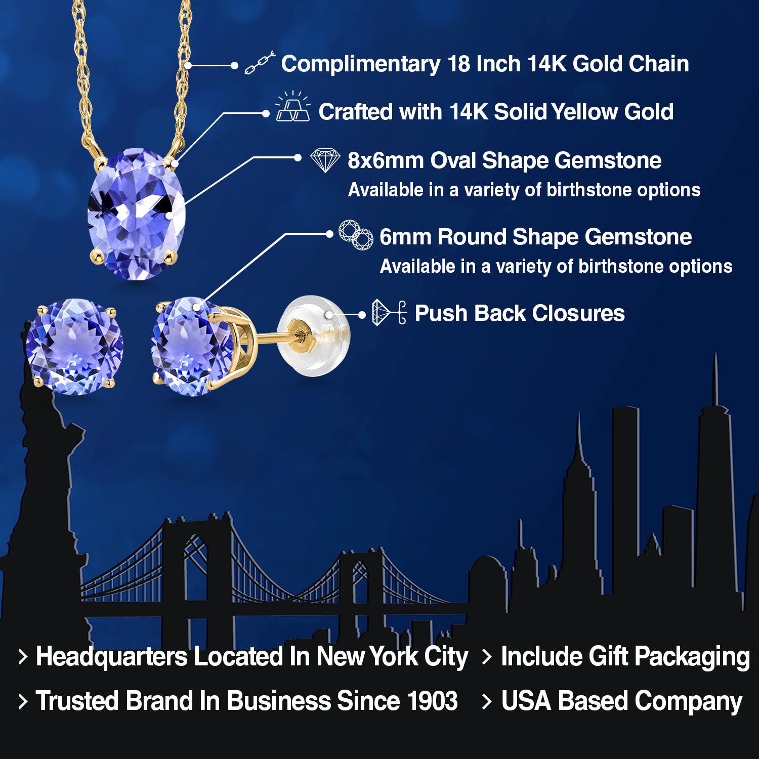 Pendant Earrings Set in 14K Yellow Gold