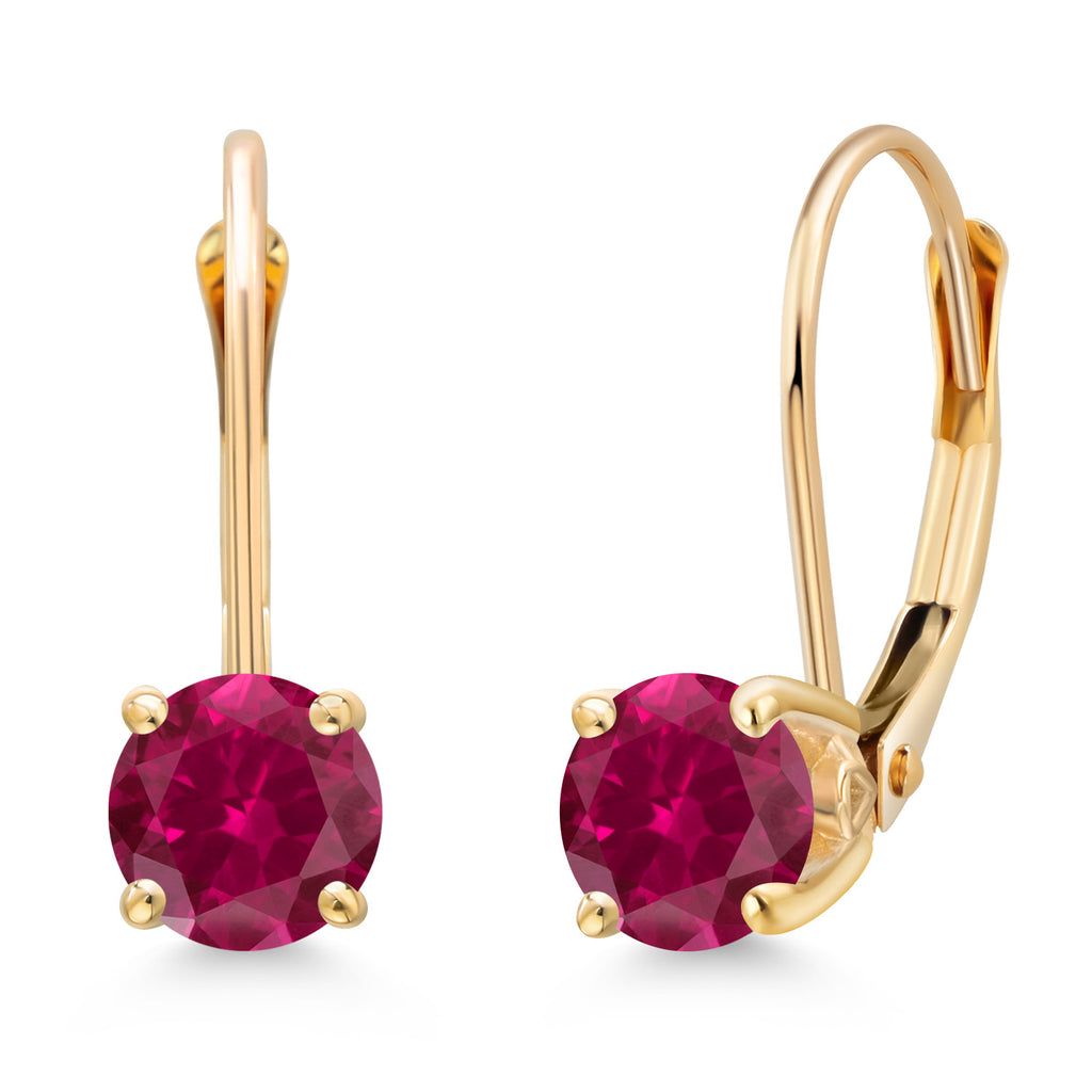 Created Ruby - July_Earrings in 14K Yellow Gold