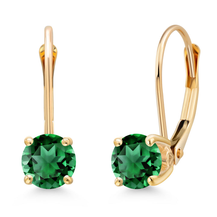 Nano Emerald - May_Earrings in 14K Yellow Gold