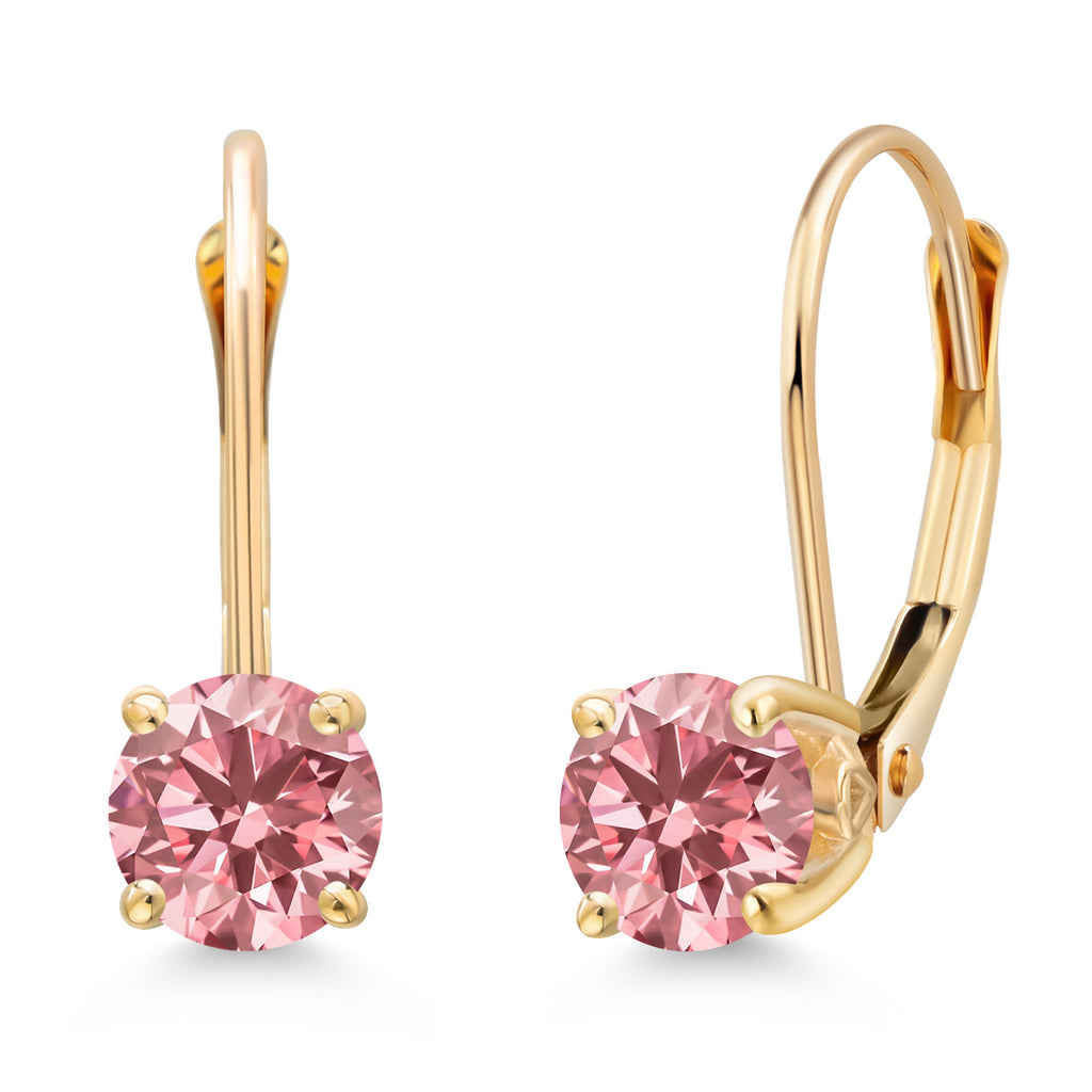 Pink Lab Grown Diamond - April_Earrings in 14K Yellow Gold