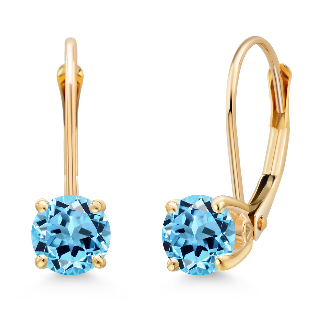 Swiss Blue Topaz - November_Earrings in 14K Yellow Gold