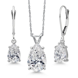 Pendant Earrings Set in 14K White Gold