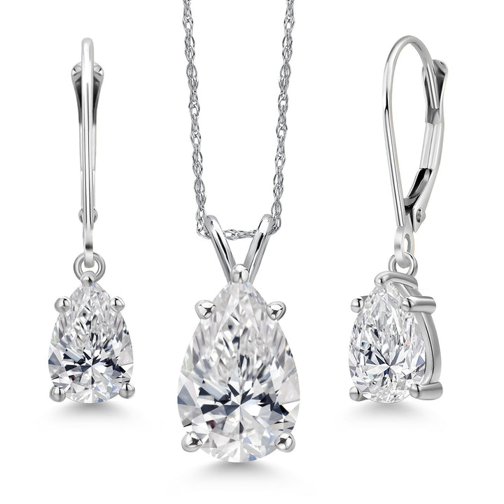 Pendant Earrings Set in 14K White Gold