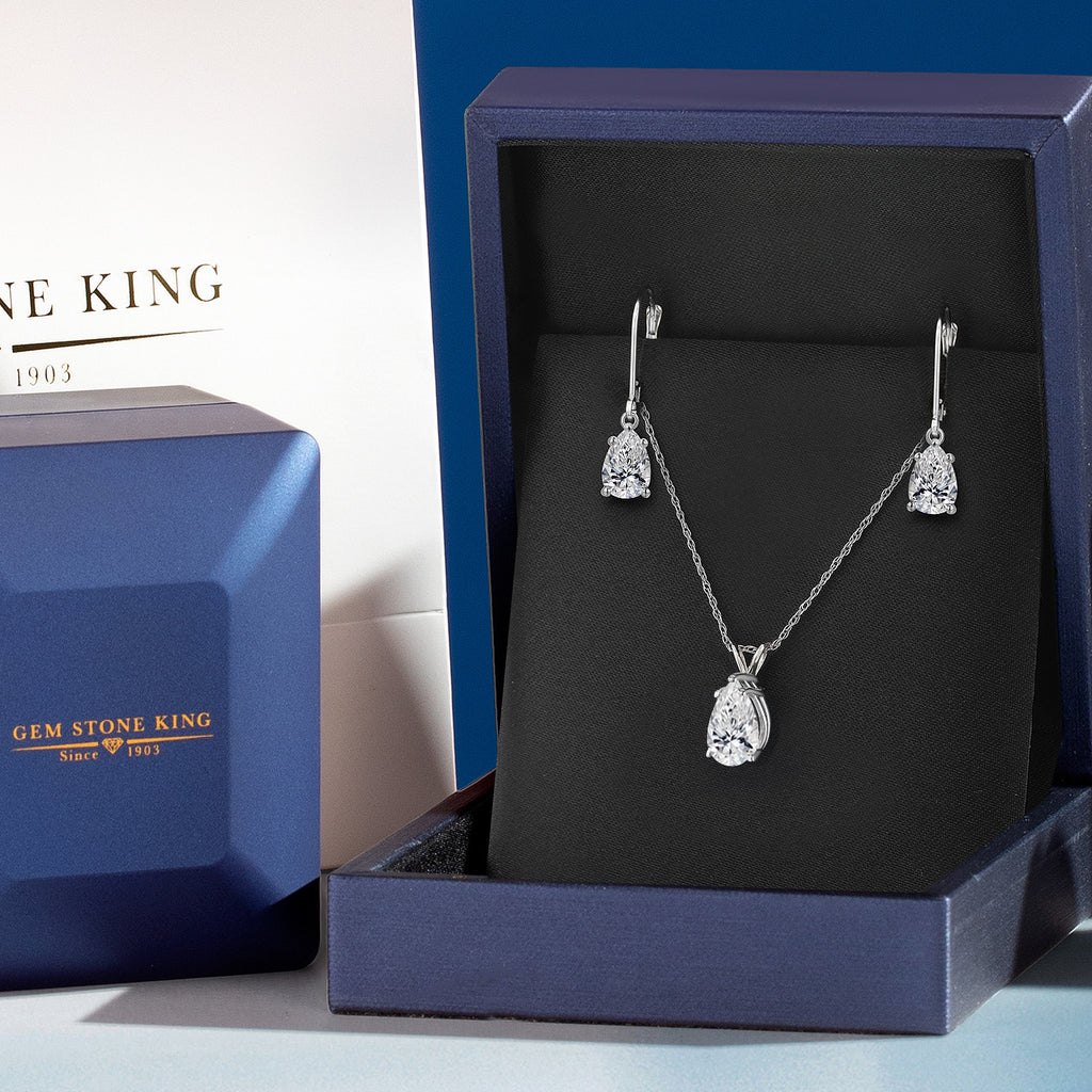 Pendant Earrings Set in 14K White Gold