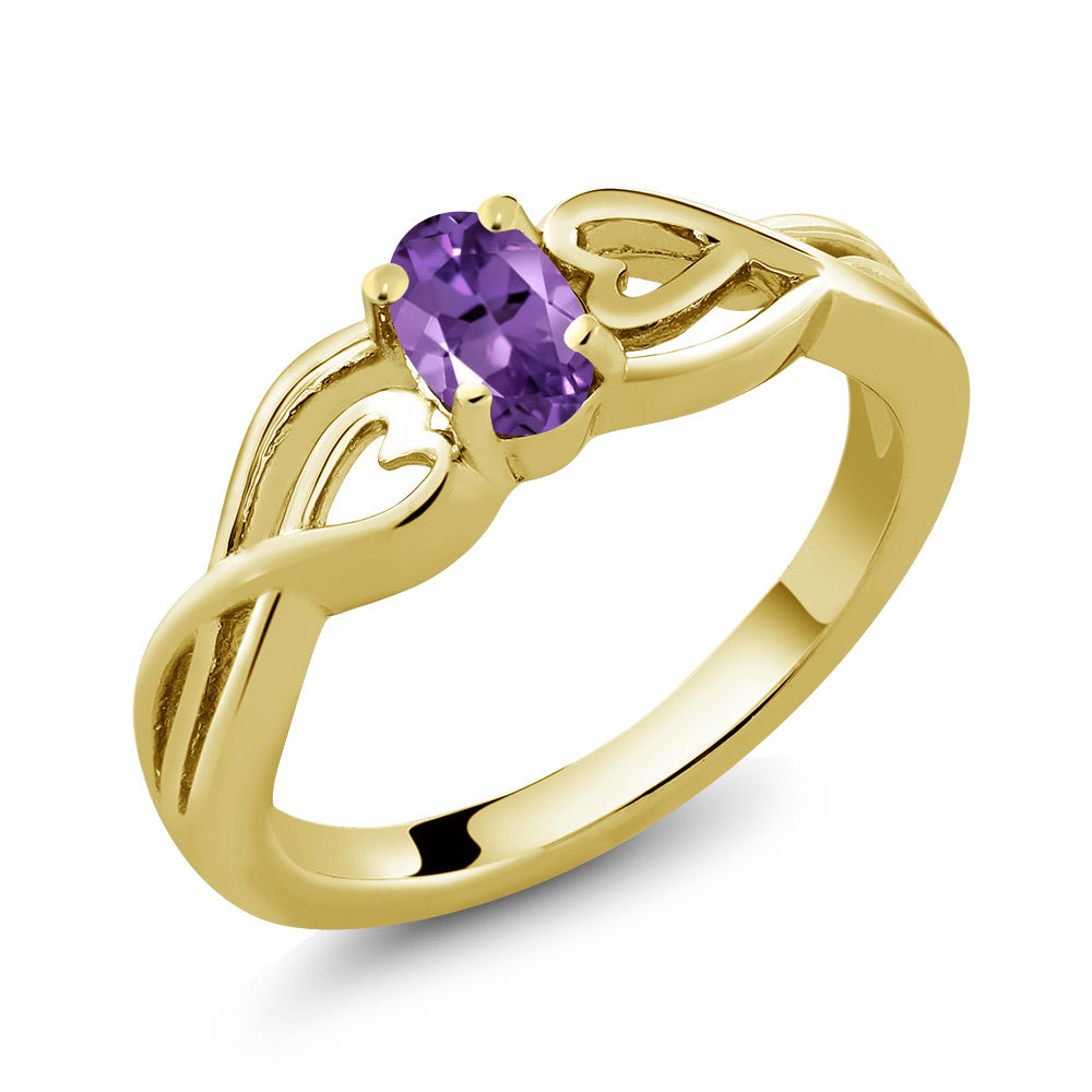 Amethyst - February_6_Ring in 925 Yellow Gold Plated Silver