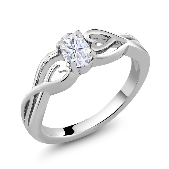 White Moissanite - April_5_Ring in 925 Sterling Silver