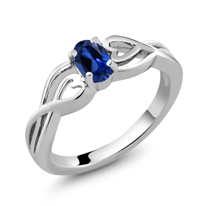 Blue Created Sapphire - September_5_Ring in 925 Sterling Silver