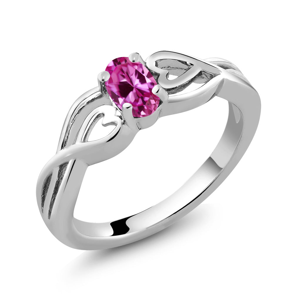Pink Created Sapphire - September_9_Ring in 925 Sterling Silver