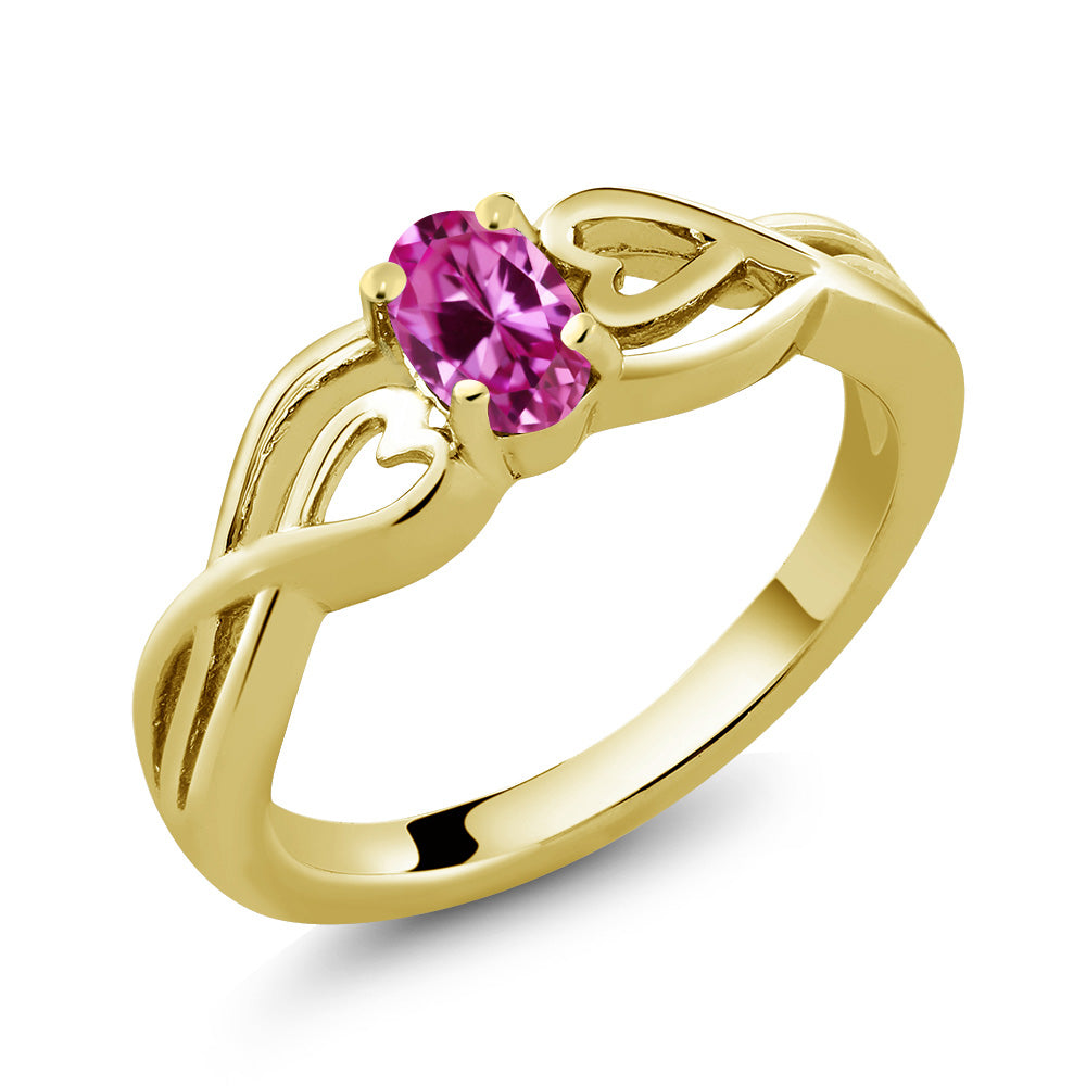 Created Sapphire - September_8_Ring in 925 Yellow Gold Plated Silver