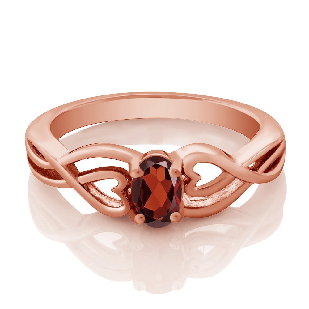 Garnet - January_5_Ring in 925 Rose Gold Plated Silver