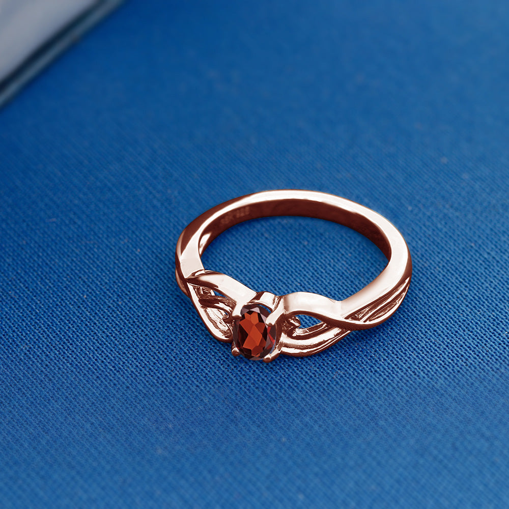 Garnet - January_5_Ring in 925 Rose Gold Plated Silver
