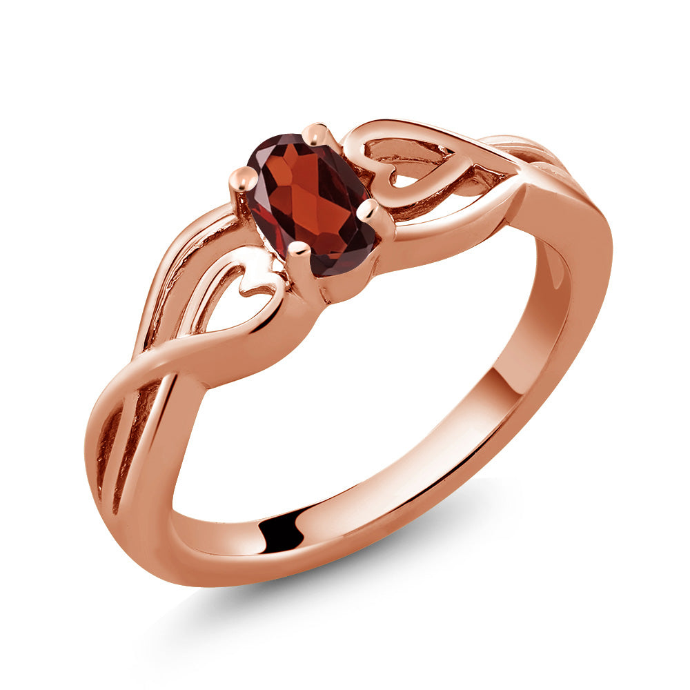Garnet - January_6_Ring in 925 Rose Gold Plated Silver