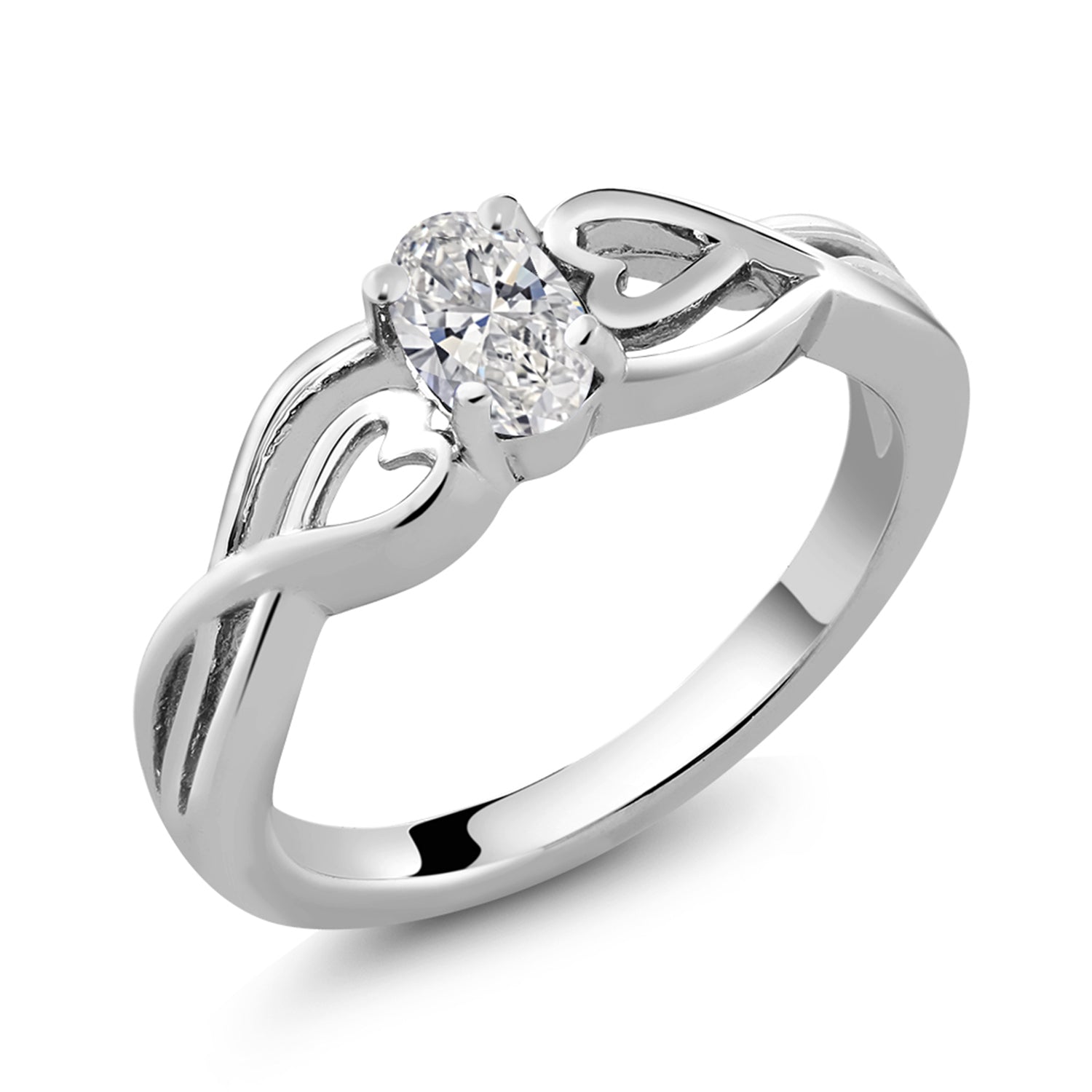 White Lab Grown Diamond - April_5_Ring in 925 Sterling Silver