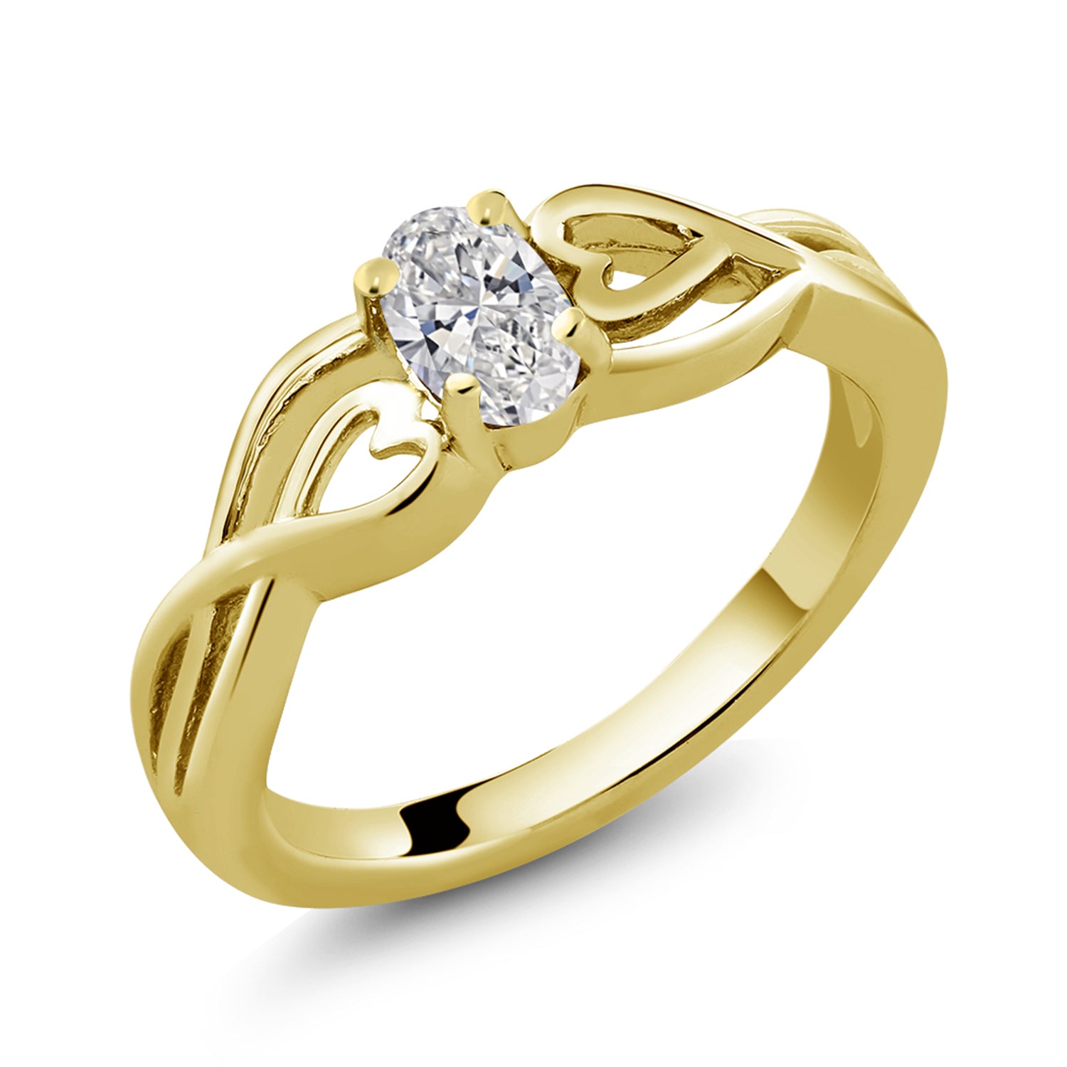 White Lab Grown Diamond - April_5_Ring in 925 Yellow Gold Plated Silver