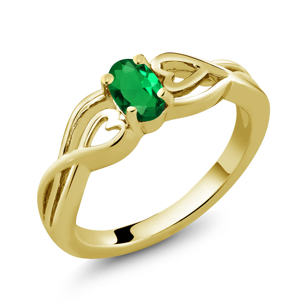 Nano Emerald - May_6_Ring in 925 Yellow Gold Plated Silver